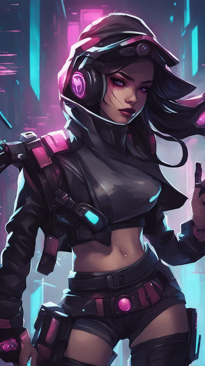 Kai sa from league of legends in hot cyberpunk style