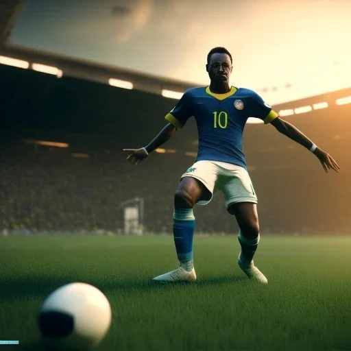 Football Brazil Pele,shallow depth of field, macro lens, unreal engine 5, ultra detailed, realistic signature TD