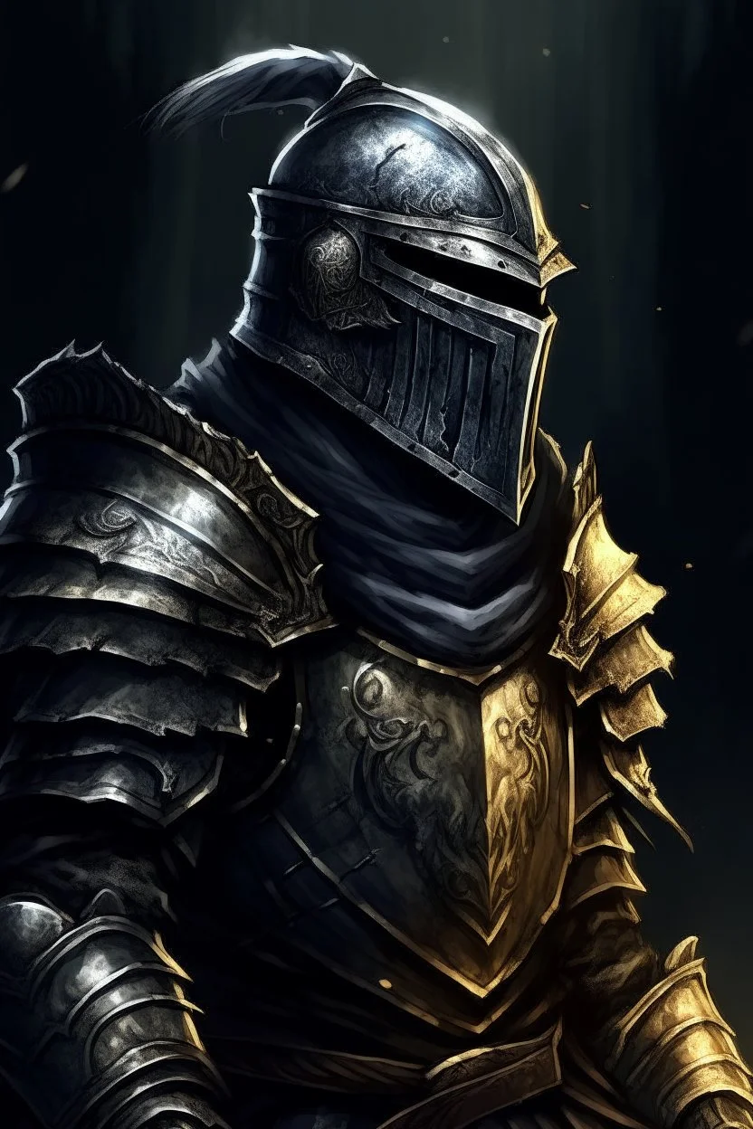 Portrait of a knight from Dark Souls videogame