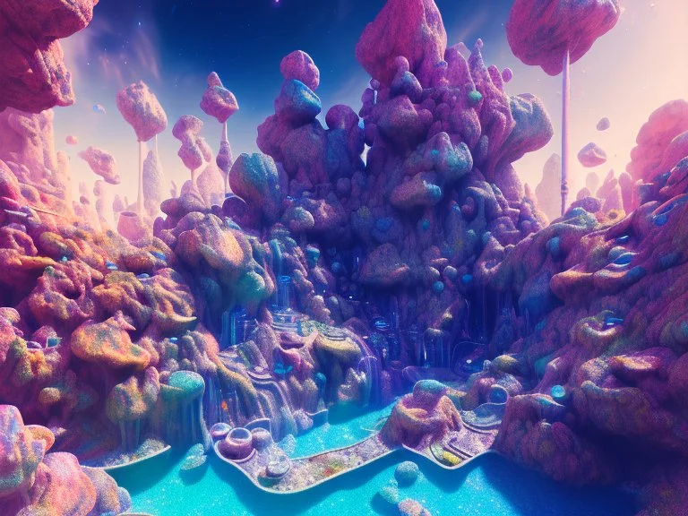 colorful underground crystal cosmic and galactic ambiance sky rocks sunny pool surreal, full of details, smooth, bright sunshine，soft light atmosphere, light effect，vaporwave colorful, concept art, smooth, extremely sharp detail, finely tuned detail, ultra high definition, 8 k, unreal engine 5, ultra sharp focus