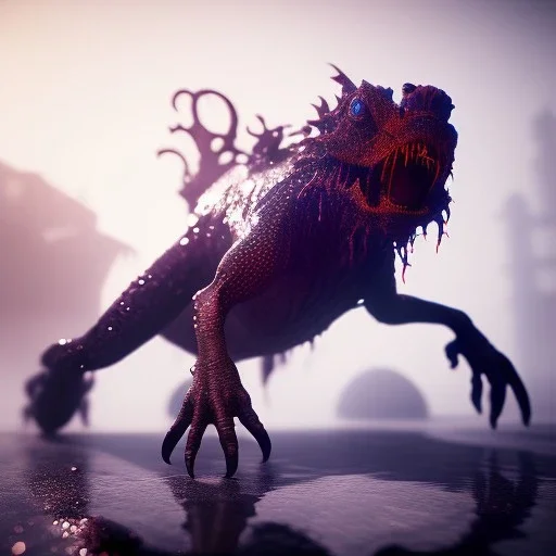 Fluid ink creature running, unreal engine 5, 8k resolution, photorealistic, ultra detailed