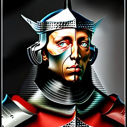 portrait of a medieval knight picasso style