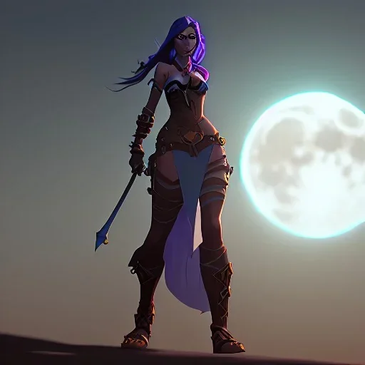 warrior lady under the Moon