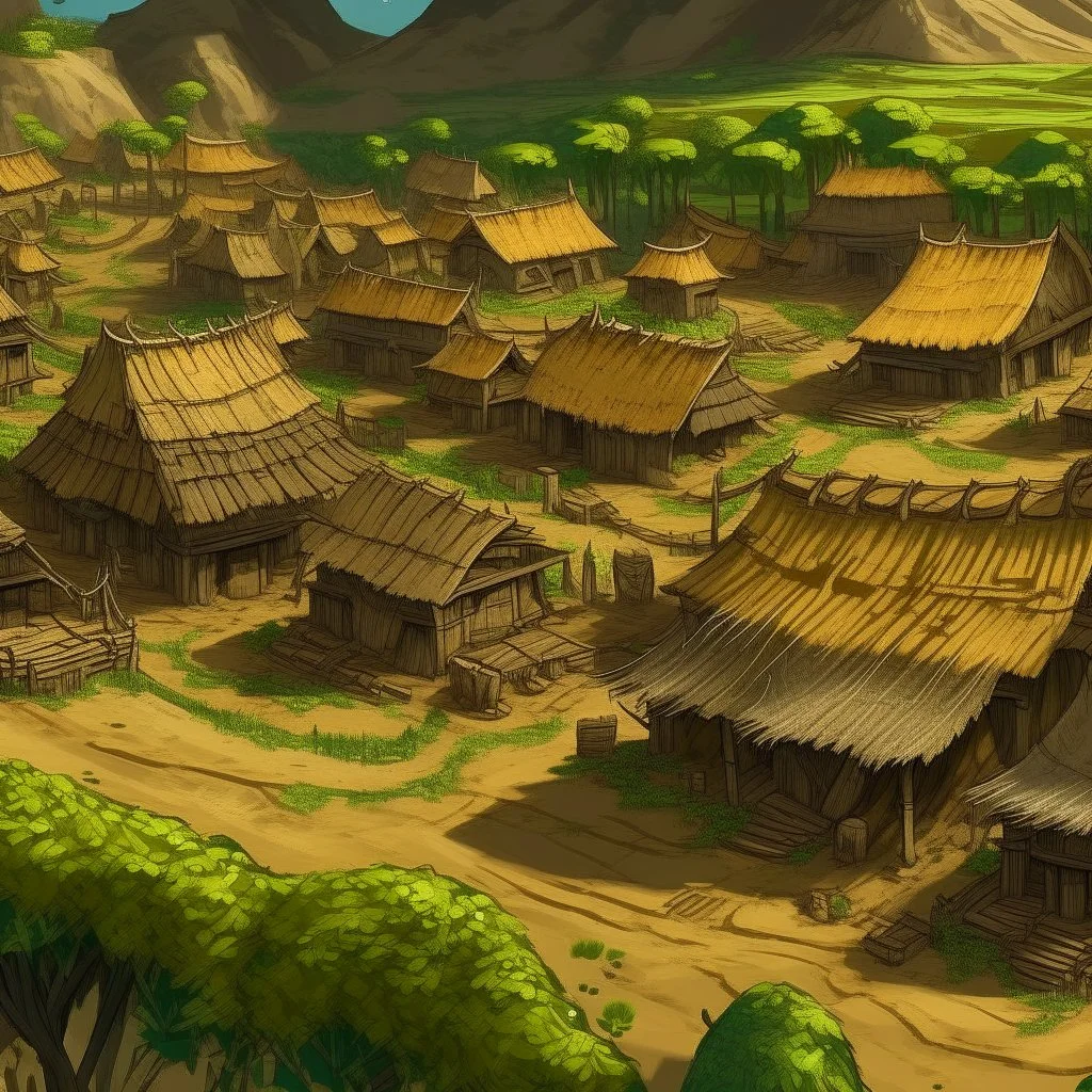 A brown underground mining village covered in vines painted by Xul Solar