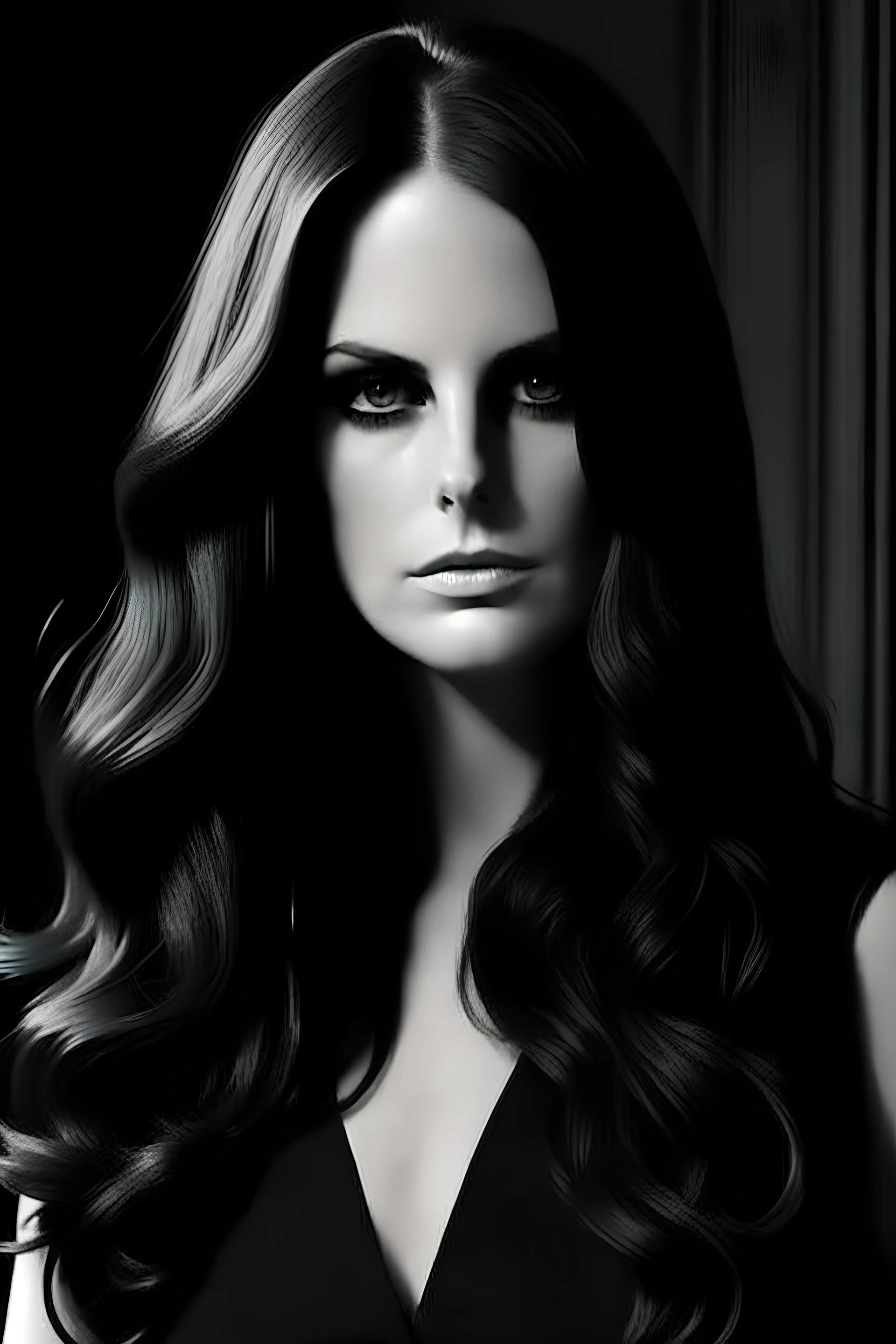 Lana Del Rey poster, dark, sexy eyes, long black hair, queen