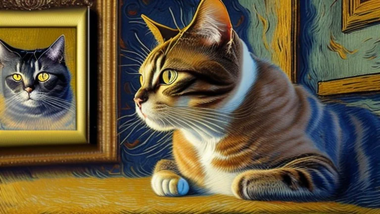 Portrait of a cat by Van Gogh