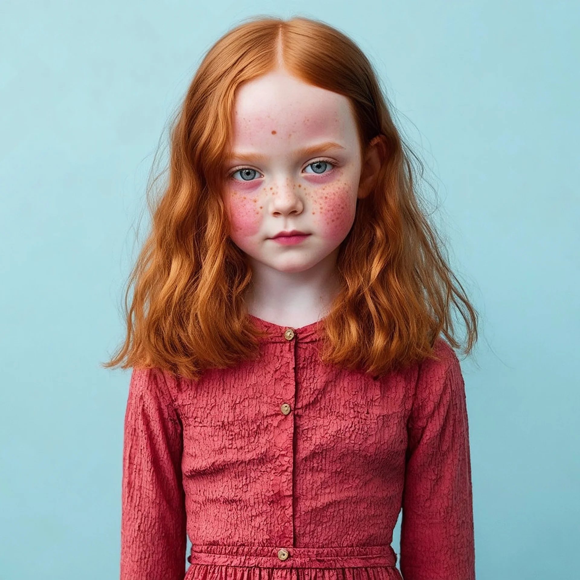 Worn dress, beautiful sadie sink with rosy cheeks and freckles, in stranger things series