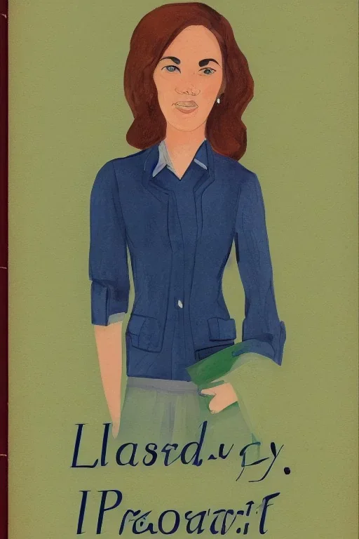 Portrait lady, full body shot, full-color medium shot style of textbook cover