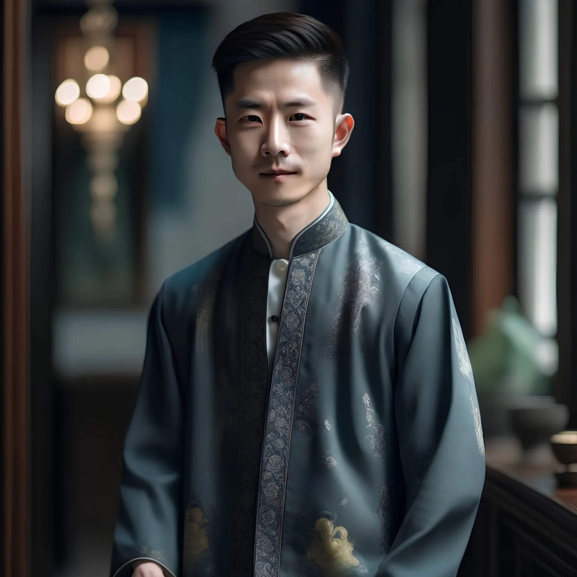 a handsome chinese wearing a dress