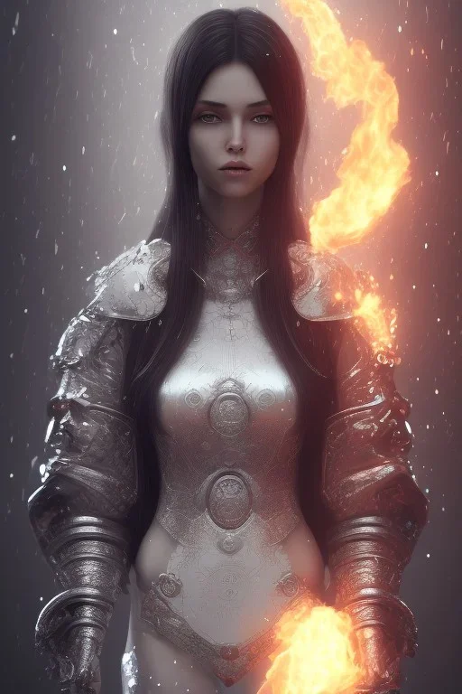 Hinata face, texture skin,Crystal white eyes, long black hair, wearing The família addams, realistic, 4k, intricate, best quality, fog particles, fire particles, octane render, vray, sword fire, rain