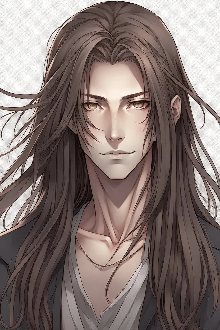 Anime man long hair realistic