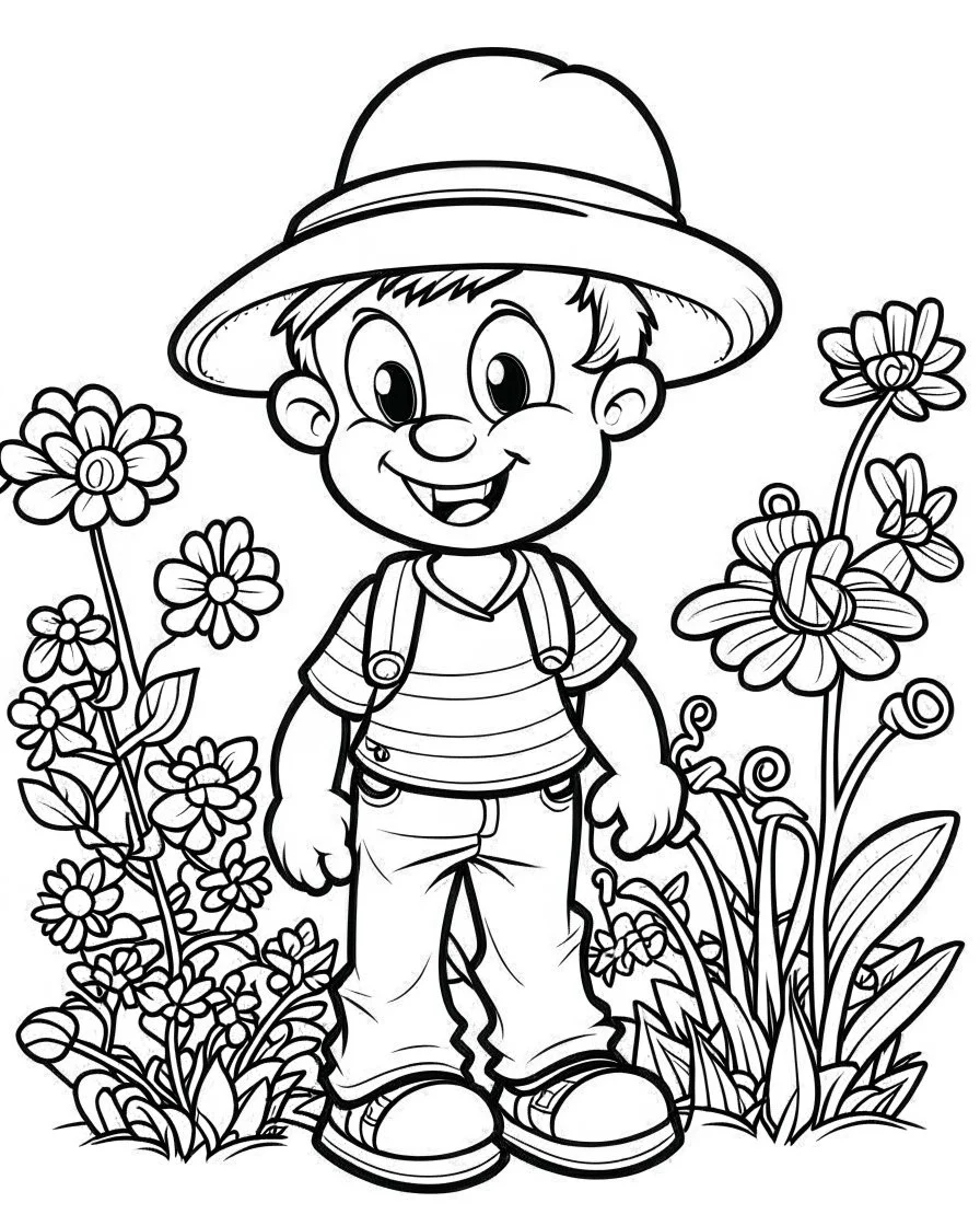 world famous cartoons coloring pages , no black color, no no flower, b/w outline art for kids coloring book page, Kids coloring pages, full white, kids style, white background, whole body, Sketch style, full body (((((white background))))), only use the outline., cartoon style, line art, coloring book, clean line art, white background, Sketch style