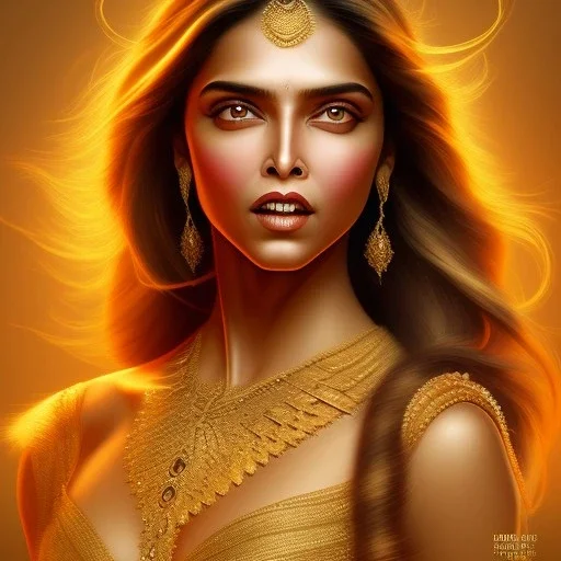 Golden goddess, beautiful deepika padukone portrait