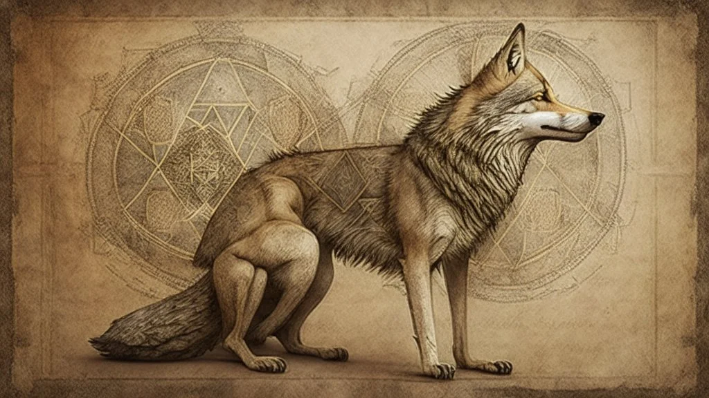 a wolf in da vinci style
