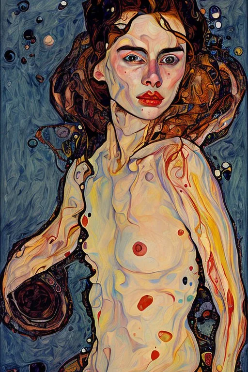 woman in a bath, similar to egon schiele