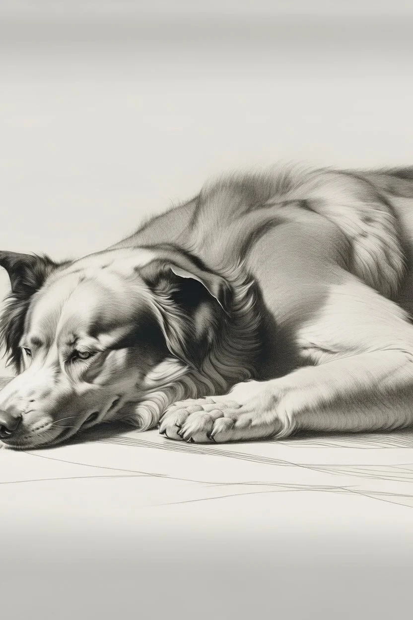 cane che dorme sdraiato visto di profilo figura intera