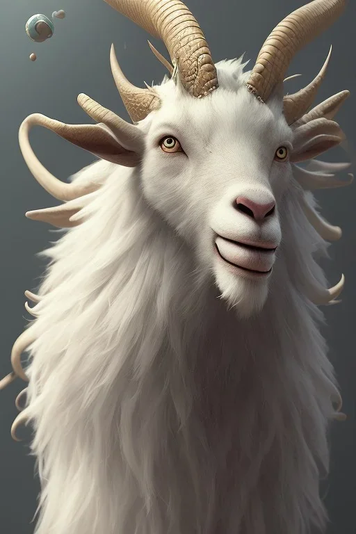 award winning portrait of a male anthropomorphic goat long black hair. character design by cory loftis, fenghua zhong, ryohei hase, ismail inceoglu and ruan jia. unreal engine 5, artistic lighting, highly detailed, photorealistic, fantasy