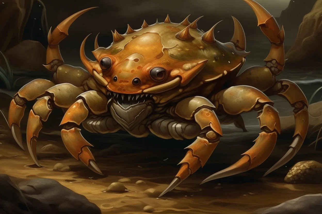 A brown earth elemental crab painted by Edward Hicks