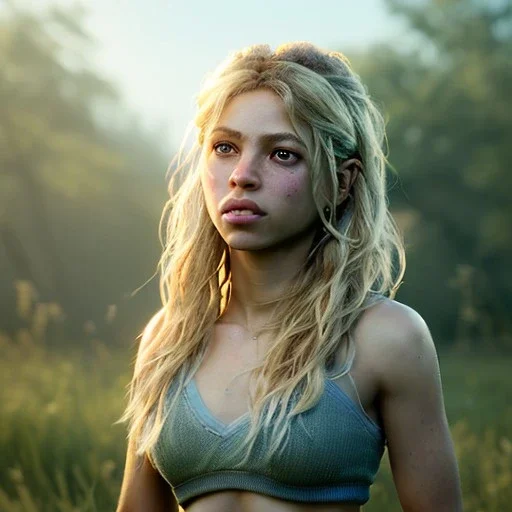 Shakira, artist, Realistic image, waist up portrait. perfect eyes, glow, circle iris. concept art, smooth, unreal engine 5, god lights, ray tracing, RTX, lumen lighting, ultra detail, volumetric lighting, 3d, finely drawn, high definition, 4k.