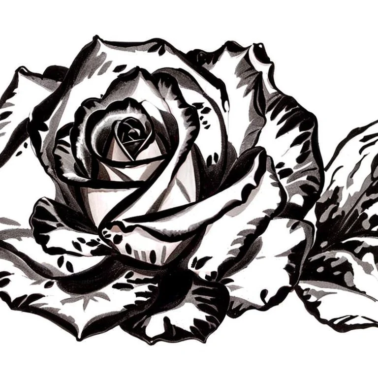 A rose, black & white line art