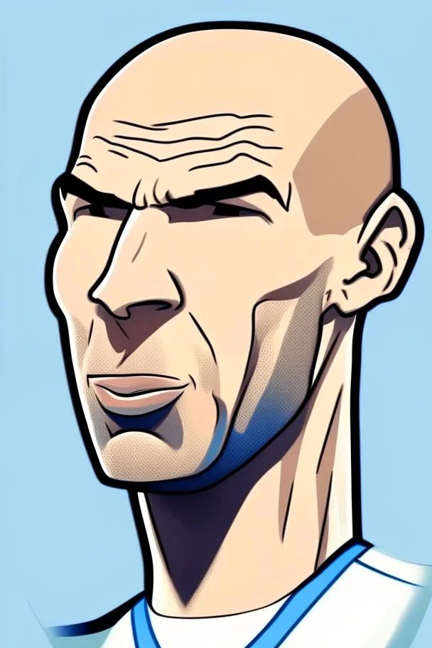 Zinedine Zidane French football player cartoon 2d