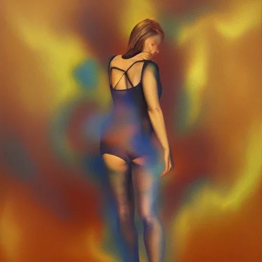 Full body portrait, painting, medium shot lady body made of Volumetric smoke