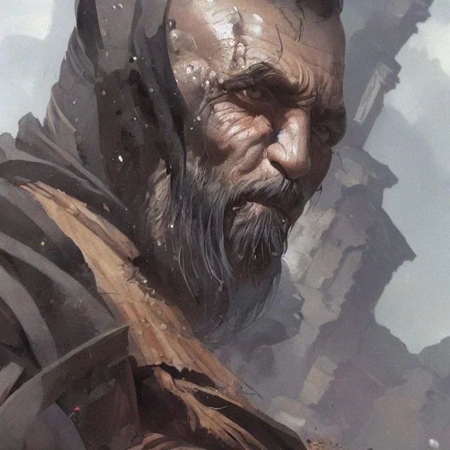 Portrait of a monk, grimdark, Frank Frazetta, Greg Rutkowski, hyperdetailed, dnd, trending on Artstation, Splash screen art, dynamic lighting, hyperdetailed, intricately detailed, a masterpiece, 8k resolution