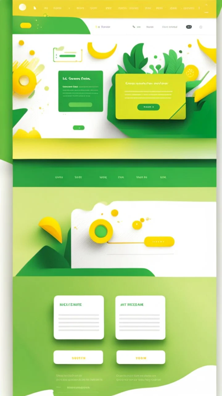 simple art style that show webiste's home page use bright green and yellow