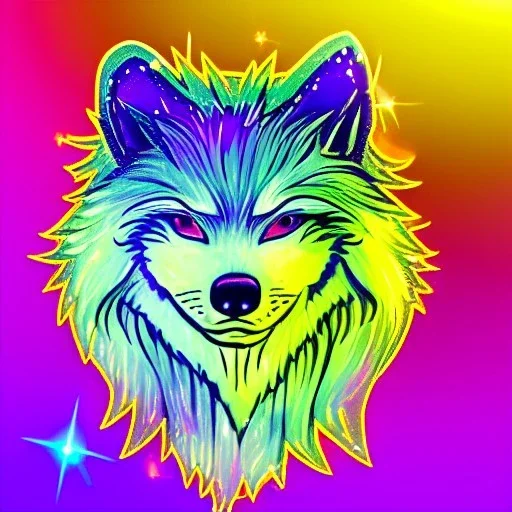 A magical sparkle wolf good logo