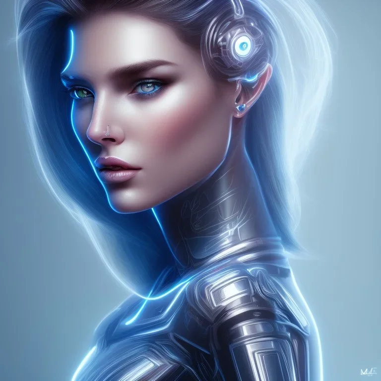 cyberblue, head, women, portrai, tron