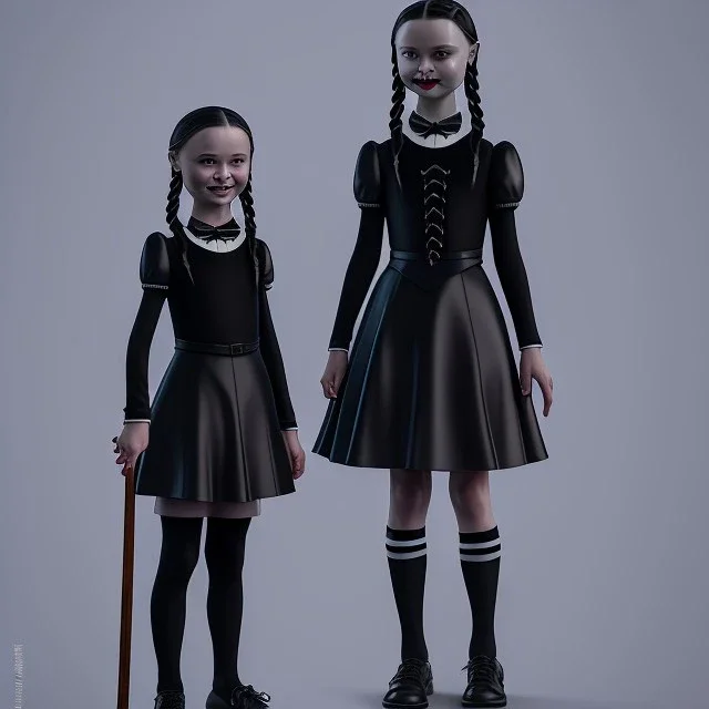  Greta Thunberg with wednesday addams black dress,soft goth libstick, wednesday addams make up, overknee socks, dramatic lighting, highly detailed oil painting, volumetric lighting