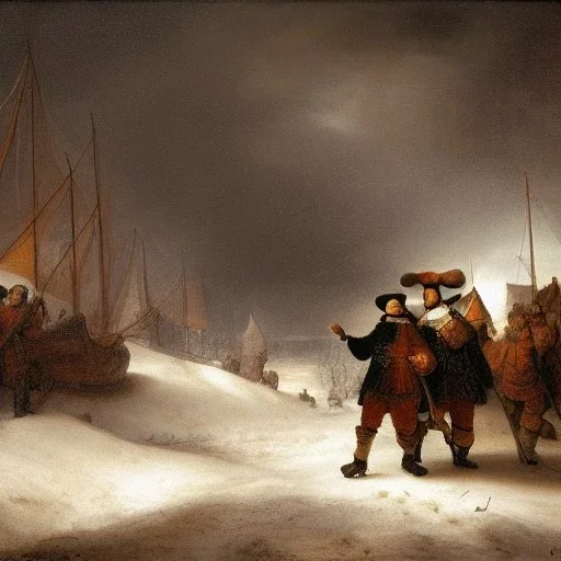 Rembrandt Snowstorm glowing lights