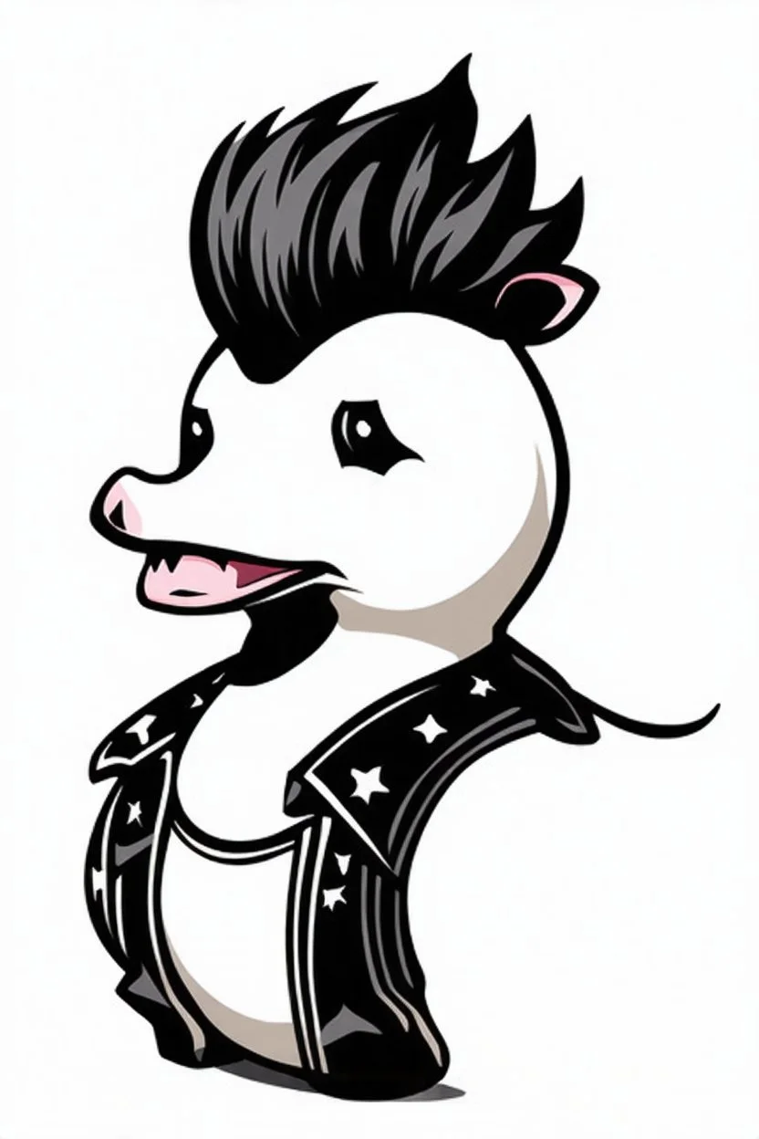 punk rock cow, black and white vector