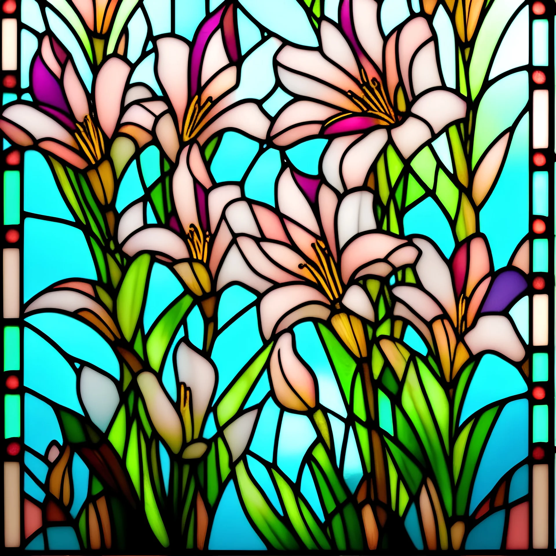 Stained glass Easter lilys