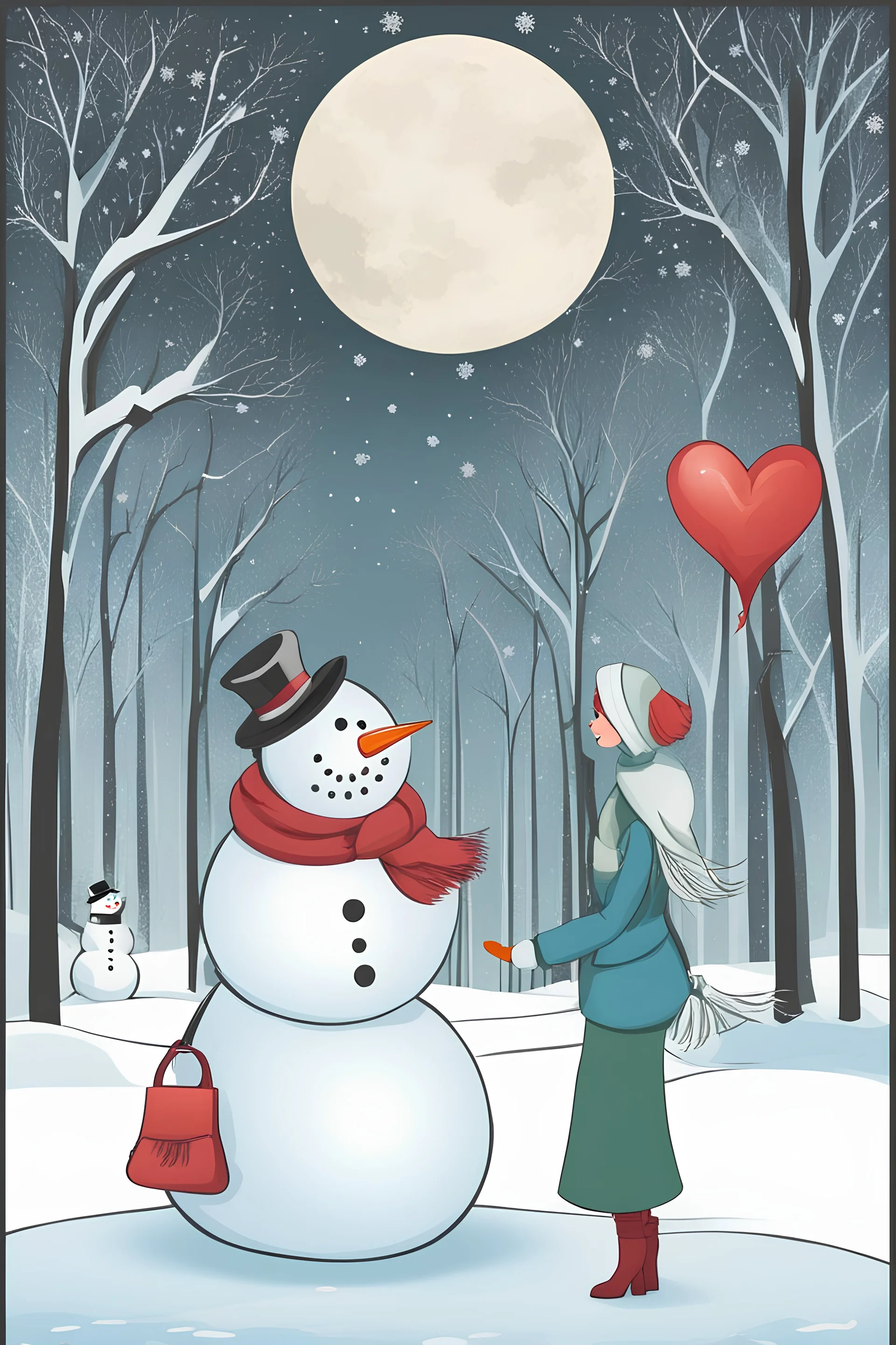 Snowman and Snowwoman in love