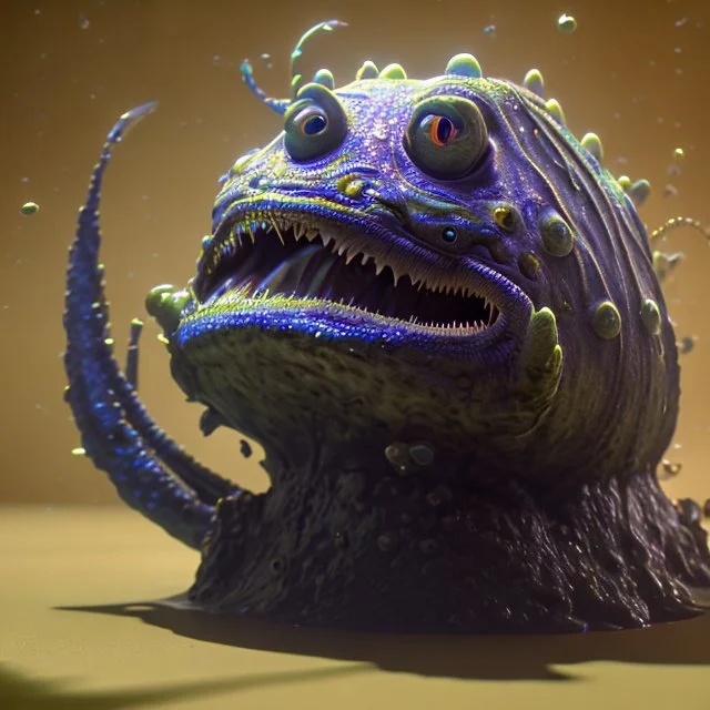 fluid ink angler fish creature, unreal engine 5, 8k resolution, photorealistic, ultra detailed