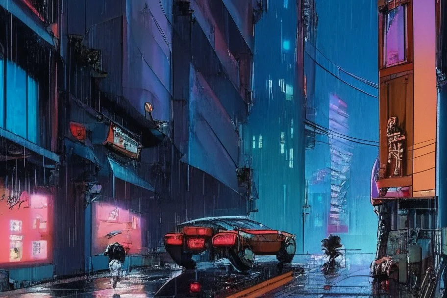 Cyberpunk street, comic style