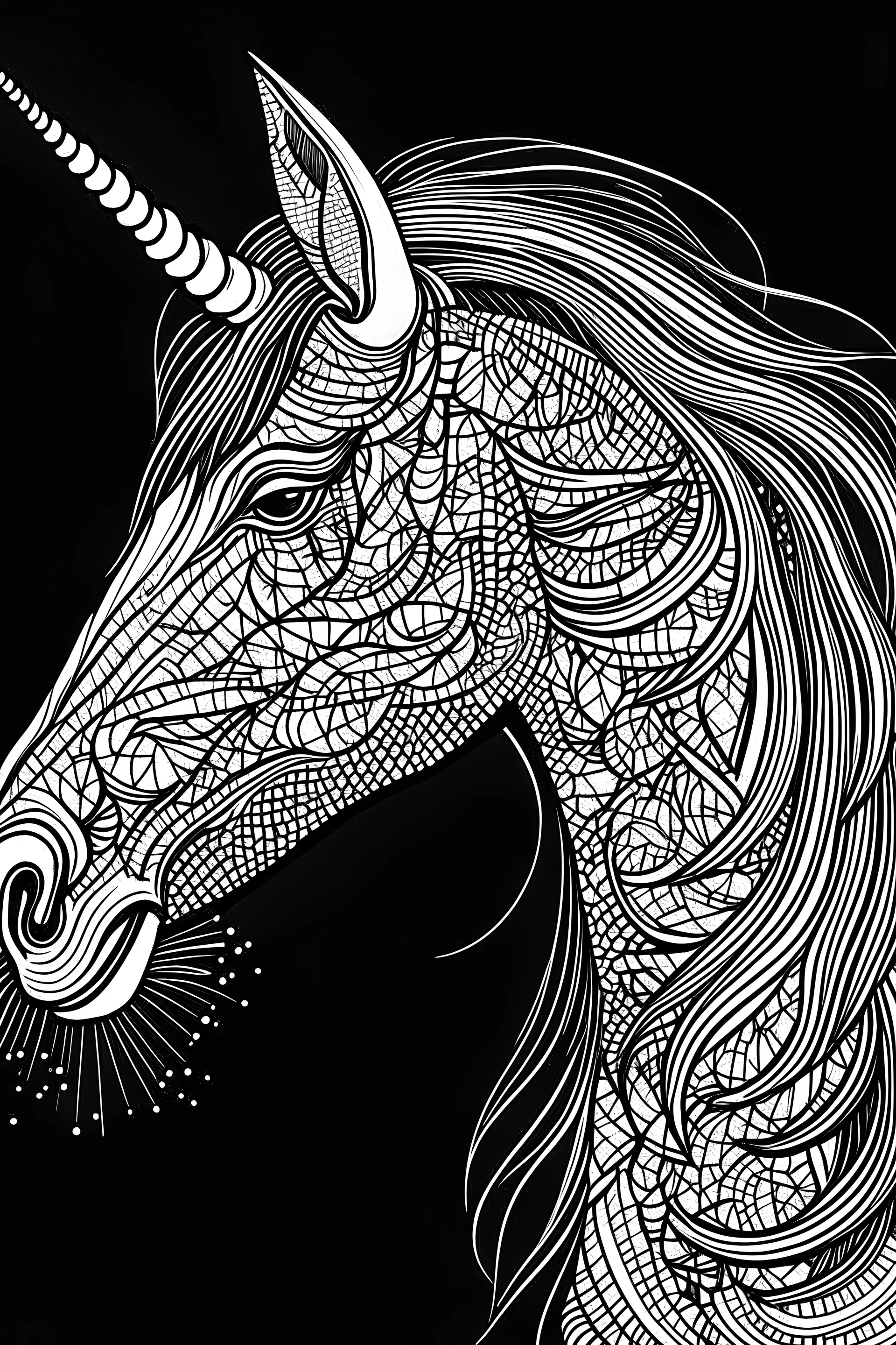 generate outline art only of a unicorn