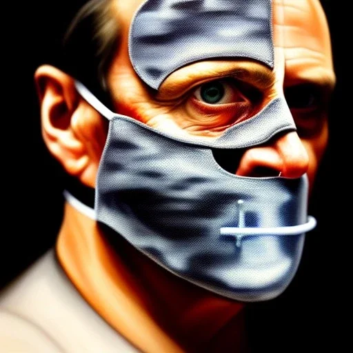 Ultra detailed fullbody Portrait in oil on canvas of Hannibal Lecter with mask,intense stare, extremely detailed digital painting, extremely detailed face,crystal clear Big Glowing eyes, mystical colors ,perfectly centered image, perfect composition, rim light, beautiful lighting, 8k, stunning scene, raytracing, anatomically correct, in the style of robert e howard and Ken Kelley and Ohrai Noriyoshi and Simon Bisley and tomzj1