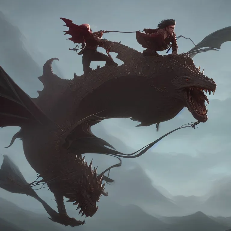 casey Neistat riding a dragon, photorealistic, by seb McKinnon