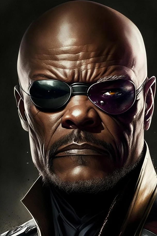 A portrait of Nick Fury from Marvel Comics