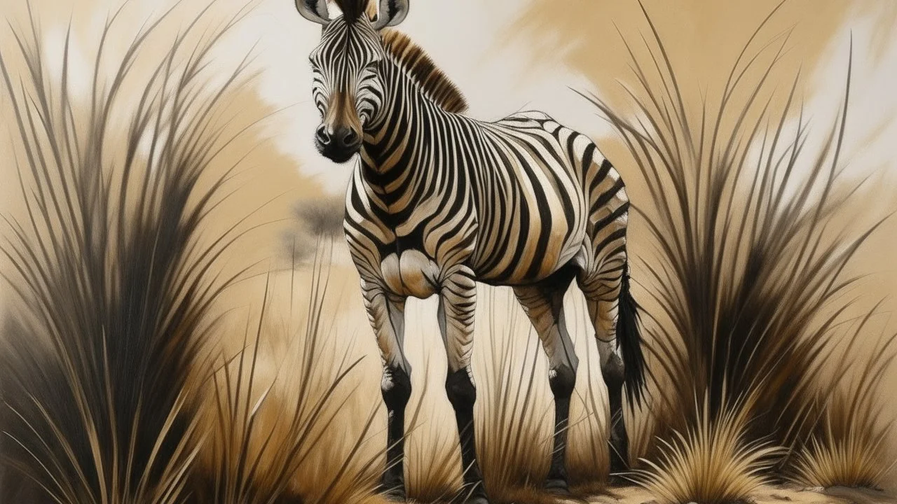 A brown zebra painted by Zhang Lu