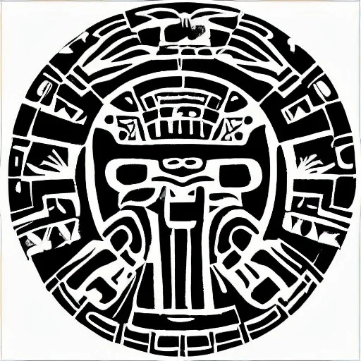 mix between Aztec glyphs and hieroglyphs