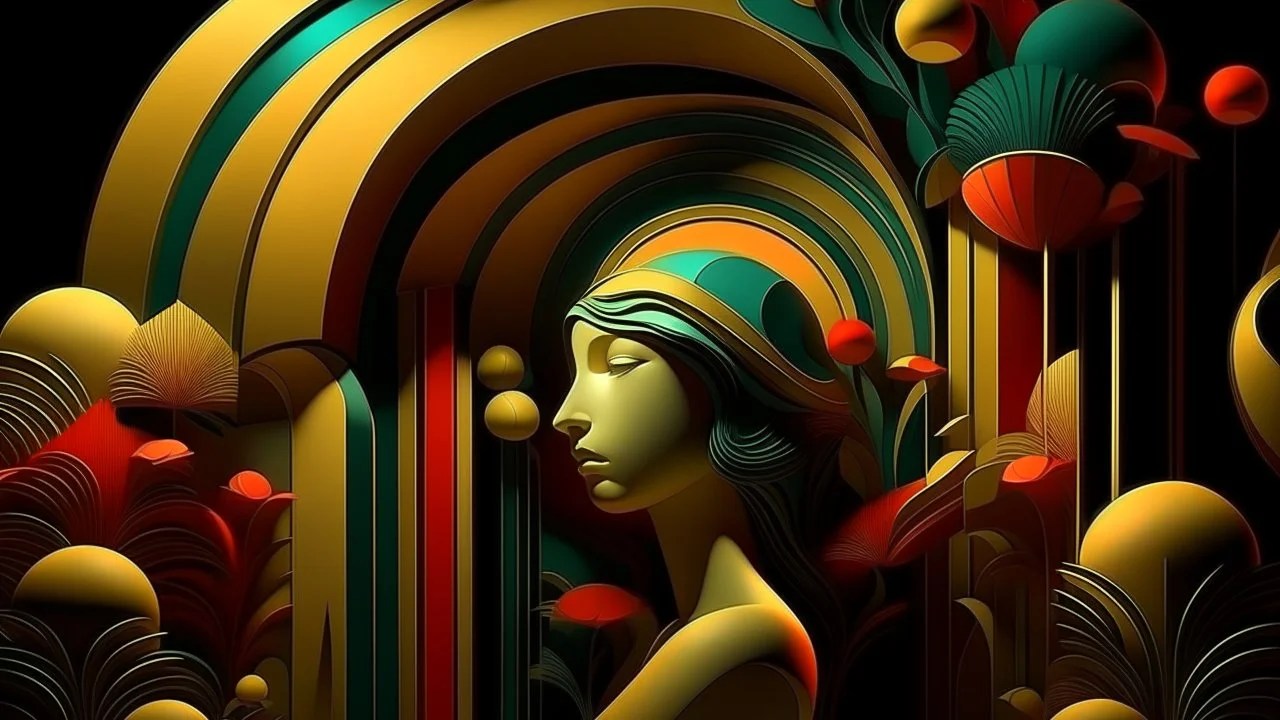 Surrealism Art Deco 3d Rendering