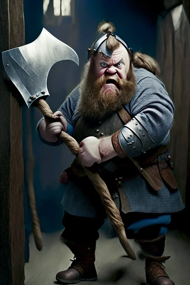 middleaged dwarf with an axe