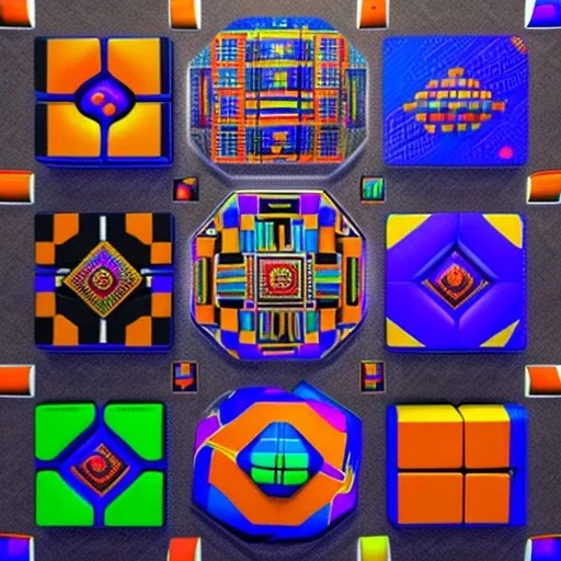 Kente scene, cinematic, flying Rubik's cube, african pattern symbols, engraved, 8k quality, hyper realistic, unreal engine 5