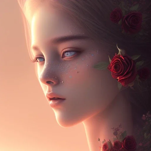 red roses beautiful girl,utra realistic,highly detailed, masterpiece, delicate detailed, sharp focus, insanely detailed, fantasy art, royalistic,elegant, fog, Special Lighting, Vibrant, color Scheme, forest, unreal engine, trending on artstation, ultra photoreal, --s 700