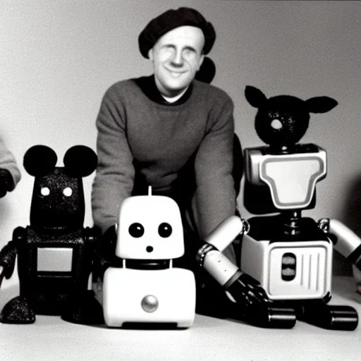 Old photo of robots and sooty and sweep