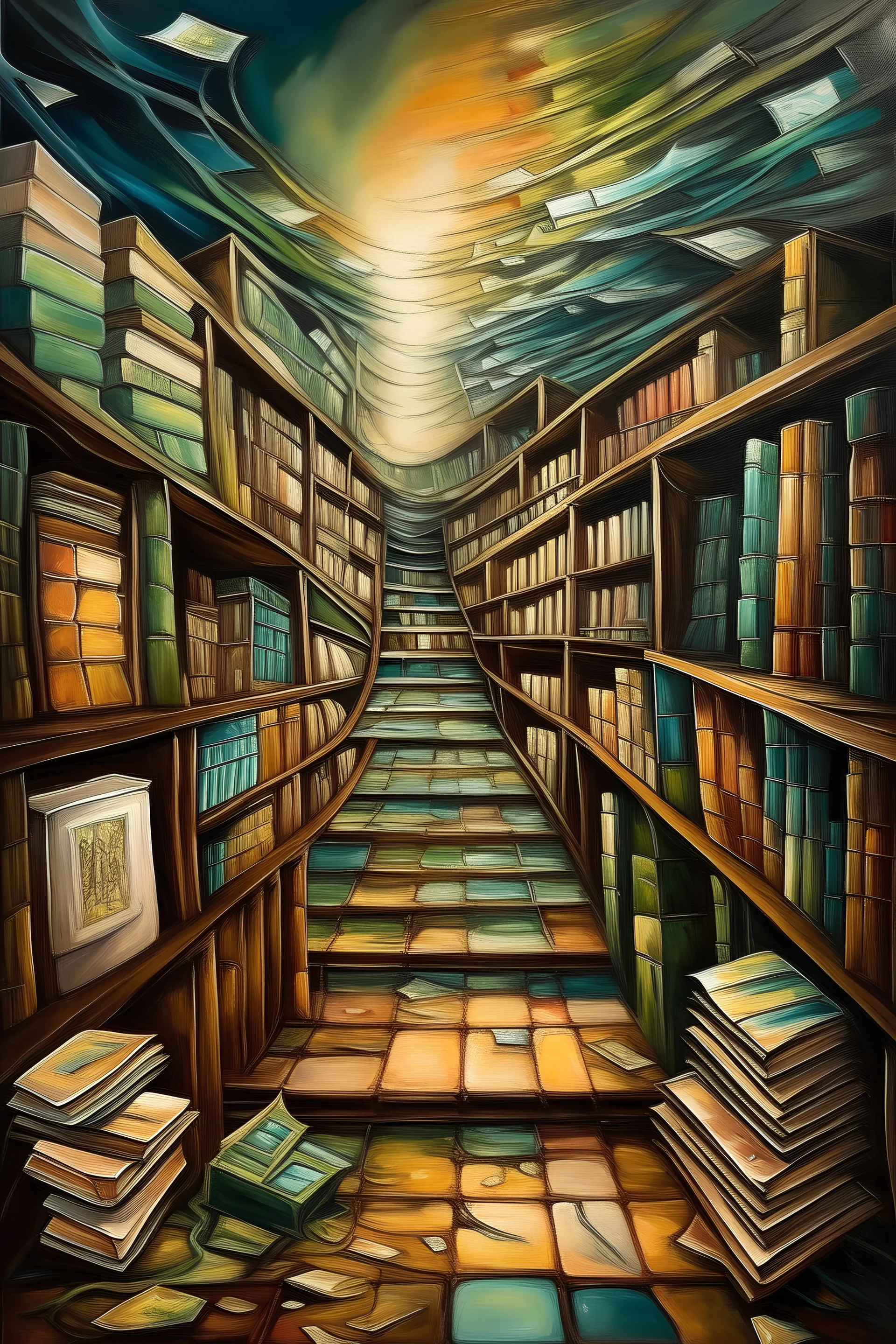 Secret pathway into a world of books expressionism