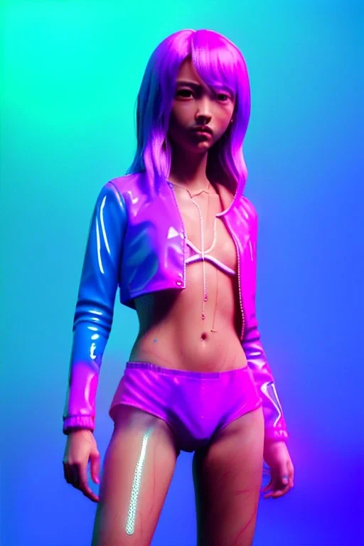 Ultra Realistic image, young brunette blonde woman, waist up portrait, small stature, small chest, yakuza full body tattoo, transparent latex coat, pink panties, rain, fog, hot, dark, leds, neon, cyberpunk, vibrant color, highly detailed, art stations, concept art, smooth, unreal engine 5, god rays, ray tracing, RTX, lumen lighting, ultra detail, volumetric lighting.